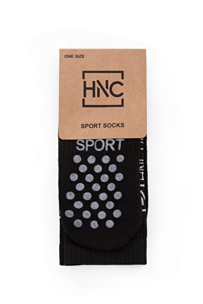 HNC Sport 2'Li Siyah Kaydırmaz Silikonlu Taban Nefes Alan Premium Futbol Fitness Koşu Sporcu Çorap