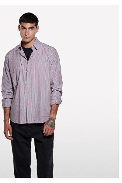 Sisley Cămașă pentru bărbați, liliac bumbac 100% cu guler clasic, cu croială ...