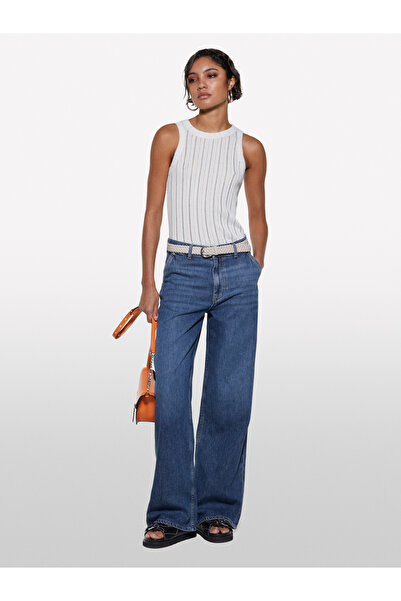 Sisley Women's off-white viscose blend halter neck tank top