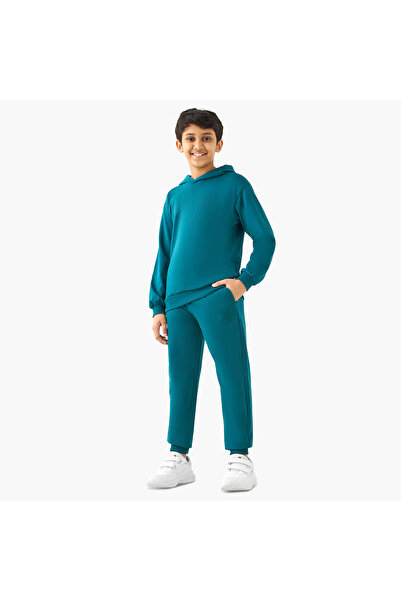 Lee Cooper طقم سويت شيرت بغطاء رأس وبنطال رياضي منقوش