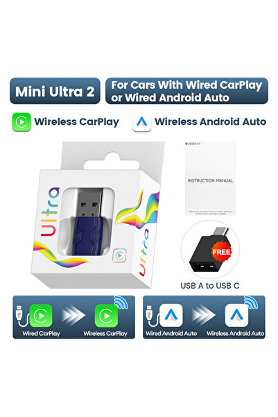 choice2 Brands Genuine Mini Ultra 2 Mini Ultra 3 CarlinKit 5.0 Wireless Adapt...