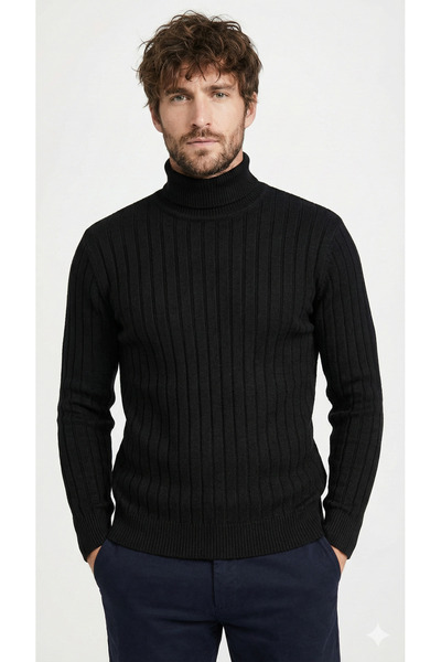 Vocens Striped Thin Full Turtleneck Knitwear Sweater – S Slim Fit Long Sleeve...