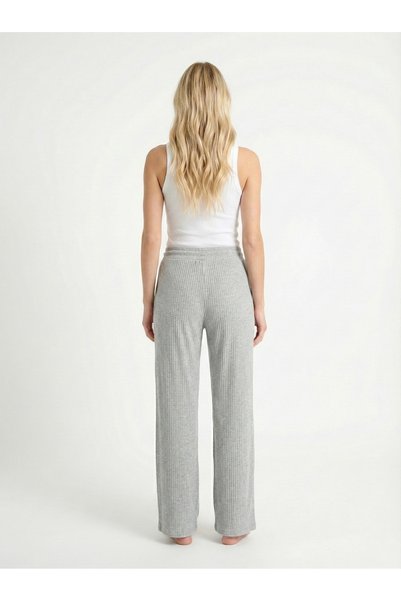 NEW JOURNAL Women's Grey Soft Textured Bird Eye Detailed High Waist Trousers Nj14