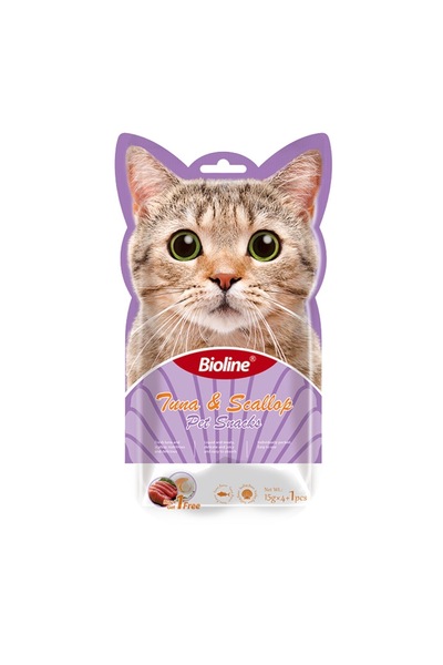 Bioline سناك بيوﻻين – تونة وإسكالوب (خمس حبات) للقطط الكبيرة والصغيرة