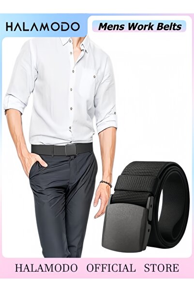 HALAMODO أحزمة عمل رجالية، حزام جولف قابل للتعديل مصنوع من قماش النايلون، بدو...