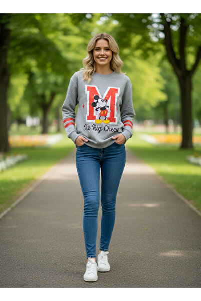 NEW JOURNAL Дамска сива блуза с принт NJ32