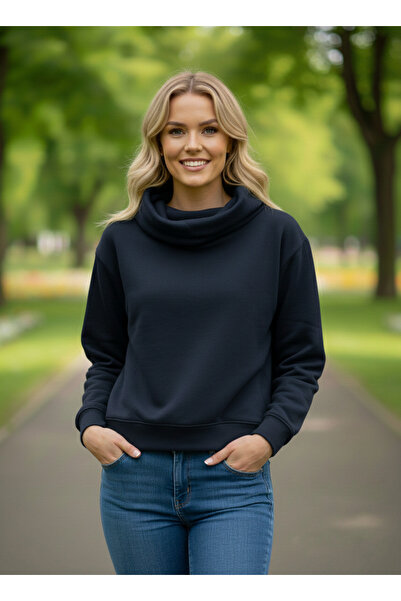 NEW JOURNAL Hanorac de damă, albastru marin, cu 3 fire, D decolteu larg NJ33