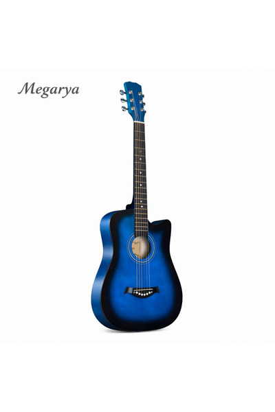 MegArya 38 Inch Basswood Folk Matte Acoustic Guitar for Beginners – Blue Fini...