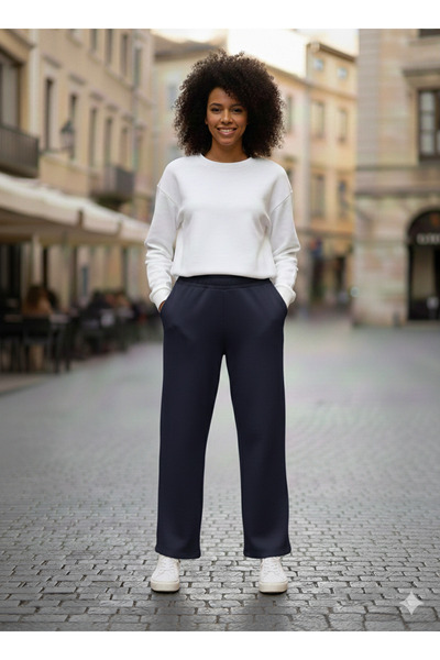 NEW JOURNAL Γυναικείο μωβ με τύπωμα ψηλόμεσο φούτερ με ελαστική μέση NJ18