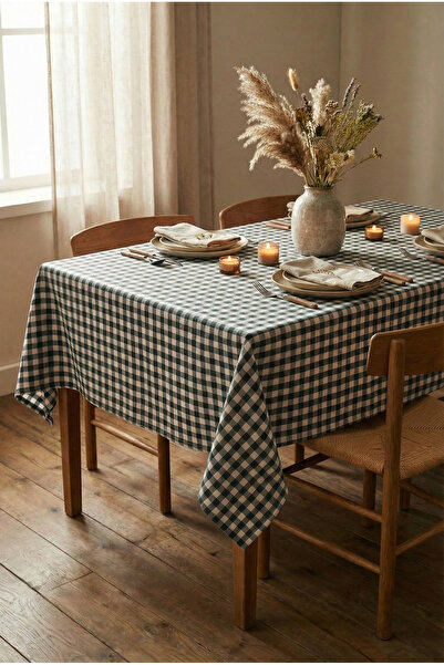 turkanlarhome Gingham Green Cotton Tablecloth, Gingham Picnic Cloth - Table C...