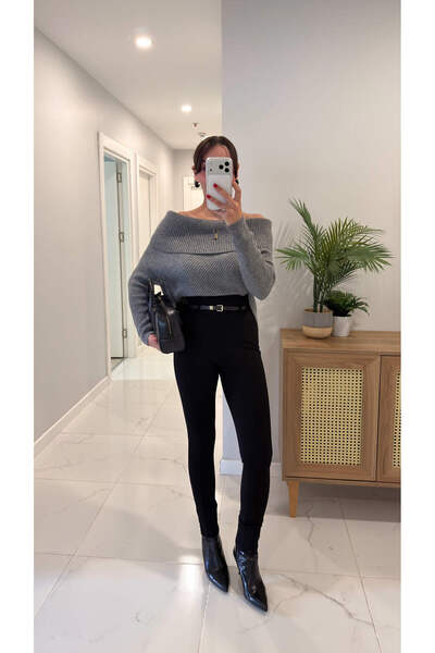 BİRCANÇİL Hegra Black High Waist Belted Trousers