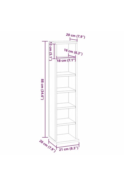 vidaxl CD Cabinet Concrete Grey 21x20x88 cm Engineered Wood