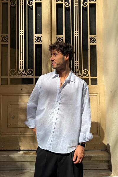 Flaw Wear Ριγέ πουκάμισο Oversize Λευκό