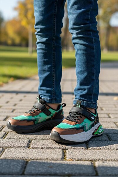 pepino 2216 Orthopedic Boy's Green/Brown/Black Comfortable Sneaker