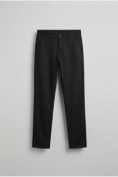 ablukaonline Men's Slim Fit 100% Cotton Chino Trousers Black
