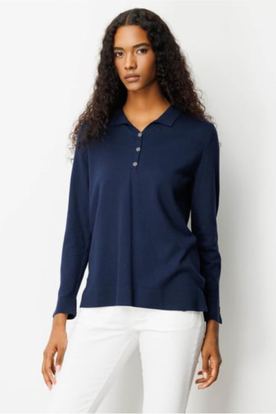 Desen Γυναικεία μπλούζα με γιακά πόλο και κουμπιά στο μανίκι