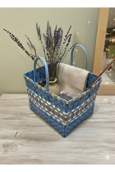 Tasarım Alışveriş Piknik Sepeti Orta Boy Geri Dönüşüm Ürünü