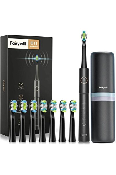 Generics Fairy Will E11 Sonic Electric Toothbrush with 8 Brush Heads and Blac...