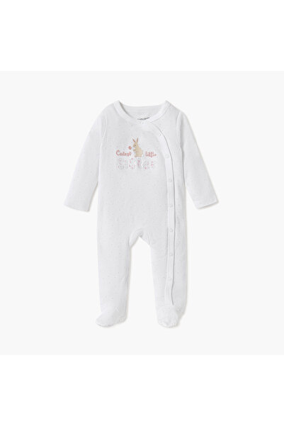 Juniors بدلة نوم مطرزة بأقدام مغلقة وأكمام طويلة