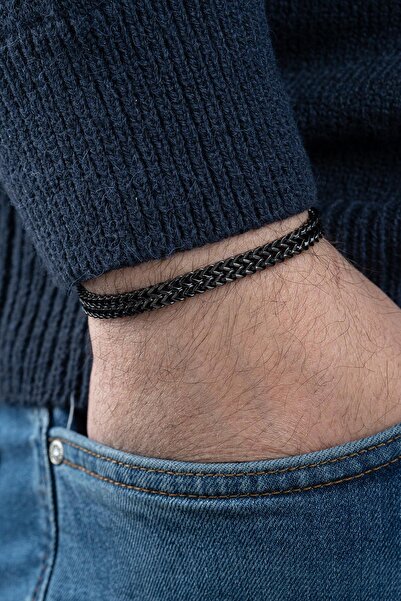 FRNCH 316L Çelik İtalyan Model Siyah Renk Erkek Bileklik FRJ12766-3766-B2