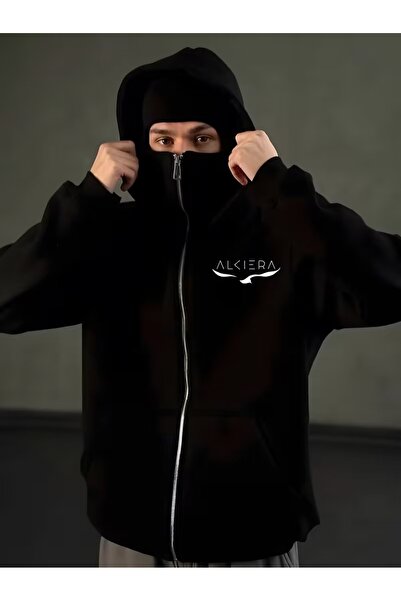 LAND MODA سترة كار ماسكي نينجا هودي – سترة بغطاء للرأس للجنسين دافئة ومريحة