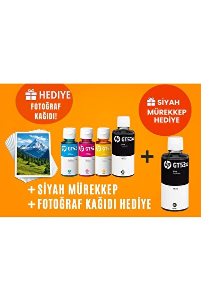HP Gt53xl -52 4 Renk Orjınal Mürekkep Kartuşu Seti (4 Adet) Smart Tank 500-51...
