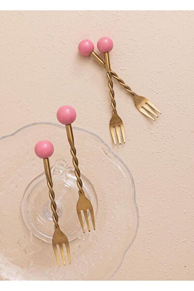 The Mia Globe Cake Fork Pink 4 Pieces