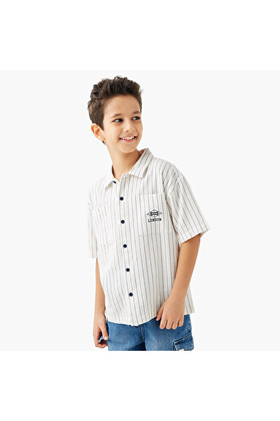Lee Cooper Striped Shirt with Pocket and Short Sleeves
