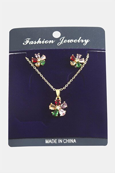 ZERO LAND Drnds Daisy Zircon Stone Set (101111) Necklace-Silver Color