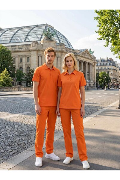 Dr. Mitra Men's Paris Model Orange Stretch Fabric Surgical Nurse Doctor Hospi...