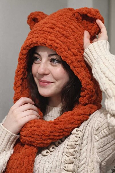 tnhn store Puffy Atkı Bere Balaclava Birleşik Yumuşak Ayıcık