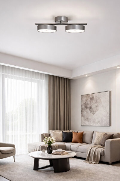 Fer Avize Sual Led Avize 3 Renk Işık Veren Enerji Tasarruflu 2Li Led Modern A...