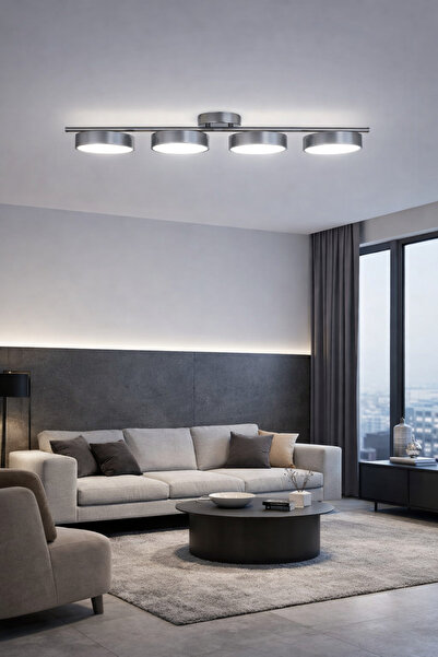 Fer Avize Sual Ledli Avize 3 Renk Işık Veren Enerji Tasarruflu 4Lü Modern Avi...