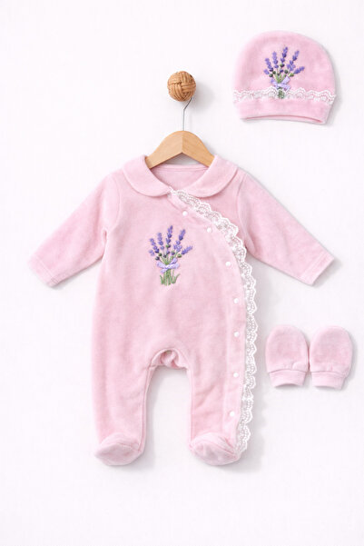 Eda Baby Velvet Jumpsuit with Snap Buttons on the Front