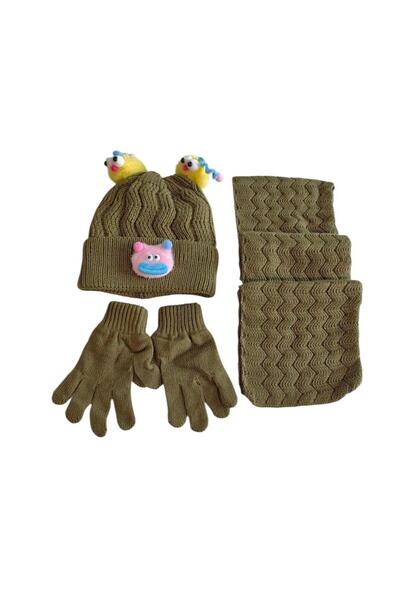 Kitti 4-8 Years Old Girl's Scarf, Beanie, Gloves, Fleece Inside, 3-Piece Set ...