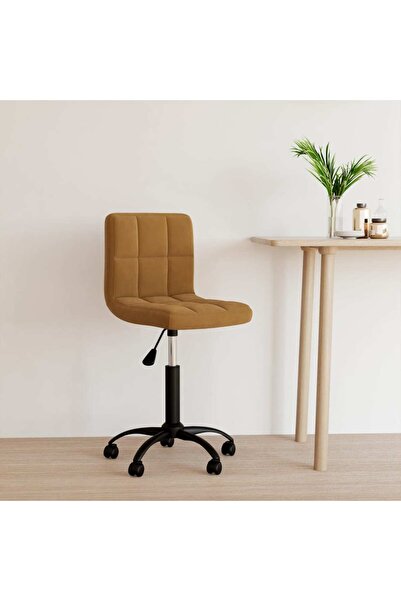 vidaxl Swivel Office Chair Brown Velvet