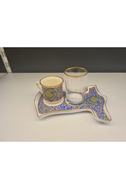AbkaKristal فنجان دامات - فنجان قهوة مع طبق تقديم فردي طراز شاشدنج 3 مم