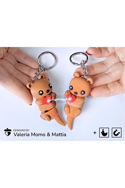 BytexStore Mıknatıslı El Ele Tutuşan Su Samuru Çift Anahtarlığı - Sevgiliye H...