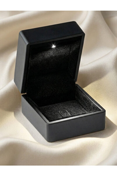 bs begisilver Şık Işıklı Siyah Renk Hediye Kolye Kutusu