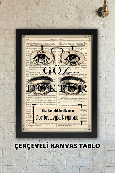 Atika Göz Hastalıkları Uzmanı, Göz Doktoru İsimlik, Ofis Dekoru / Çerçeveli K...