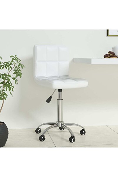 vidaxl Swivel Office Chair White Faux Leather