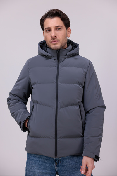 Gizrain Ανδρικό χειμερινό παλτό από ύφασμα Nova σε χρώμα ανθρακί, αδιάβροχο κ...