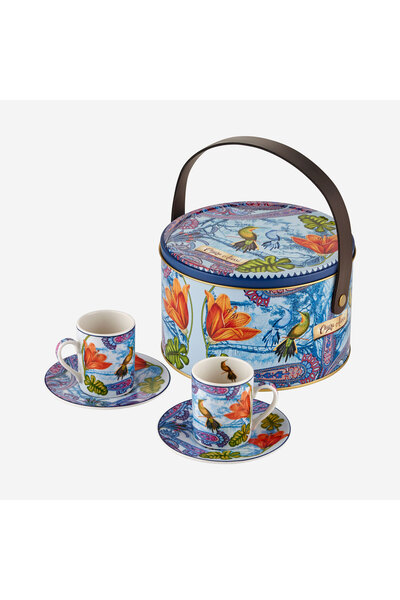 CHIARA ALESSI Magic Garden Mavi Porselen Kahve Fincan Seti 110 Ml