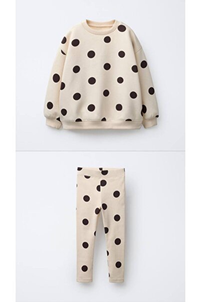 MİO Kız Çocuk 3 İplik Şardonsuz Pamuklu Fitilli Tayt Takım