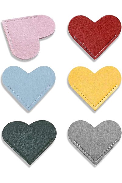 Arabest 6 Pcs Leather Heart Bookmark,Book Accessories, Cute Bookmarks, Book M...