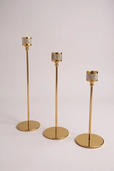 HaRe Home Taşlı Gold Şamdan Seti