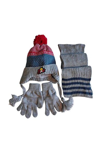 Kitti 4-8 Years Old Boys' Scarf, Beanie, Gloves Set with Fleece Inside 3-Piec...