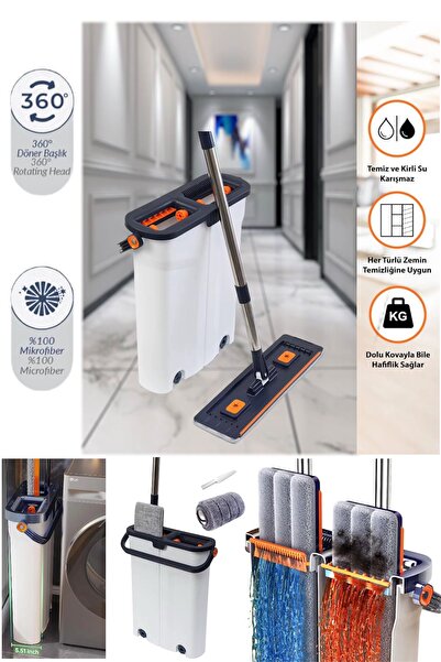 Hansel Kovalı Kendinden Sıkmalı Mop Temiz Kirli Su 2 Hazneli Cam Duvar Zemin ...