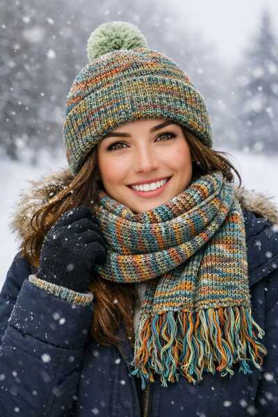 ATE ÖZGÜNEŞ TRİKO TEKSTİL Women, Scarf Beanie Set