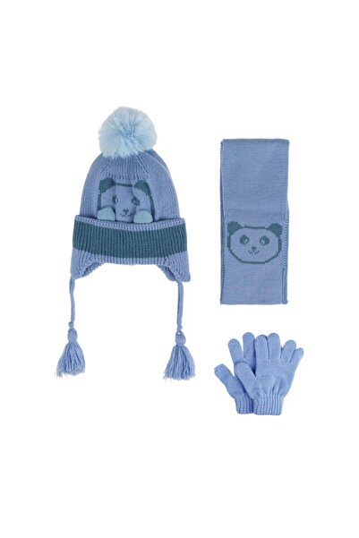 Kitti 1-4 Years Old Boy's Scarf, Beanie, Gloves Set with Fleece Inside 3-Piec...